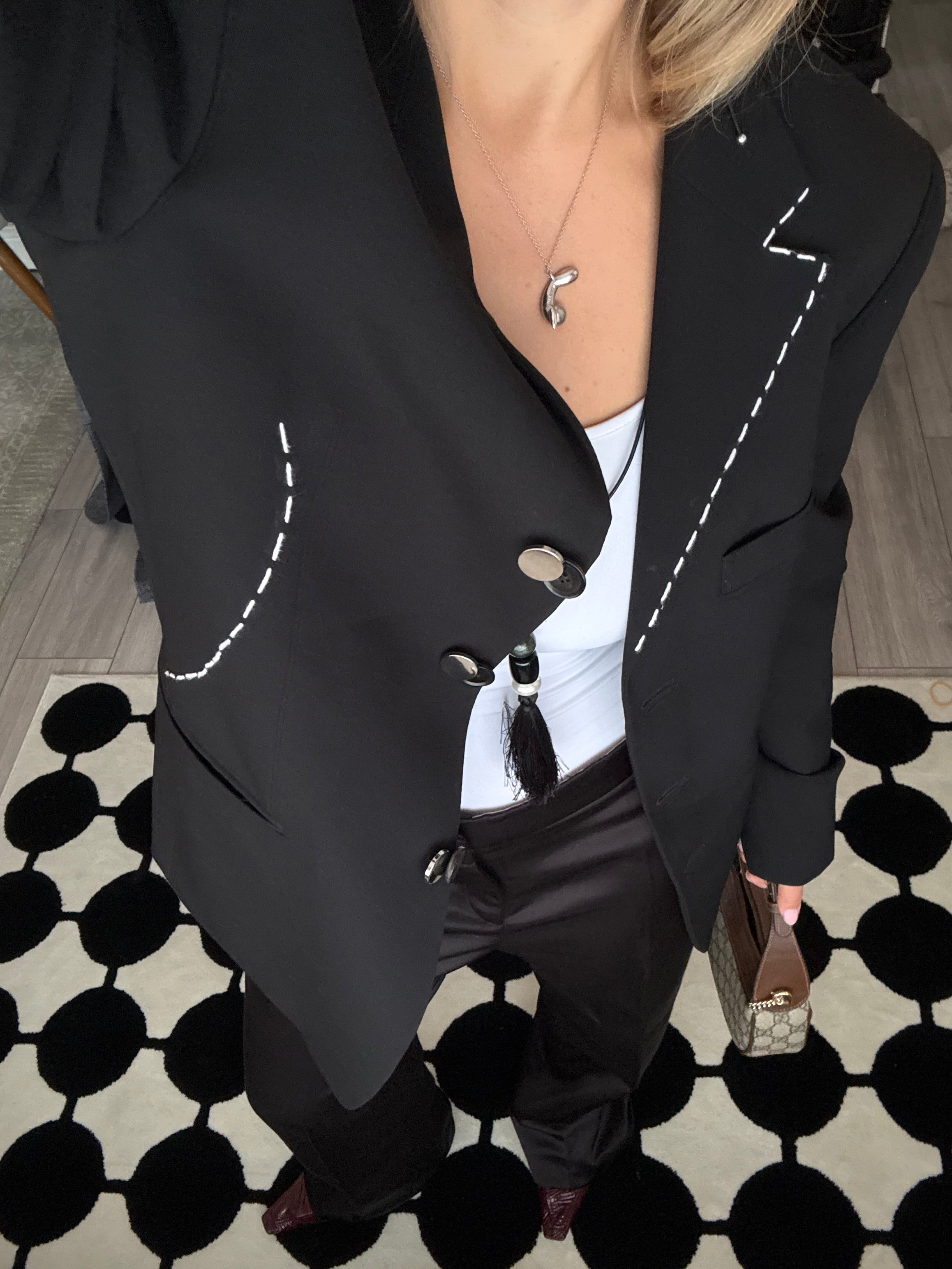 Black Hand-Stitched Blazer