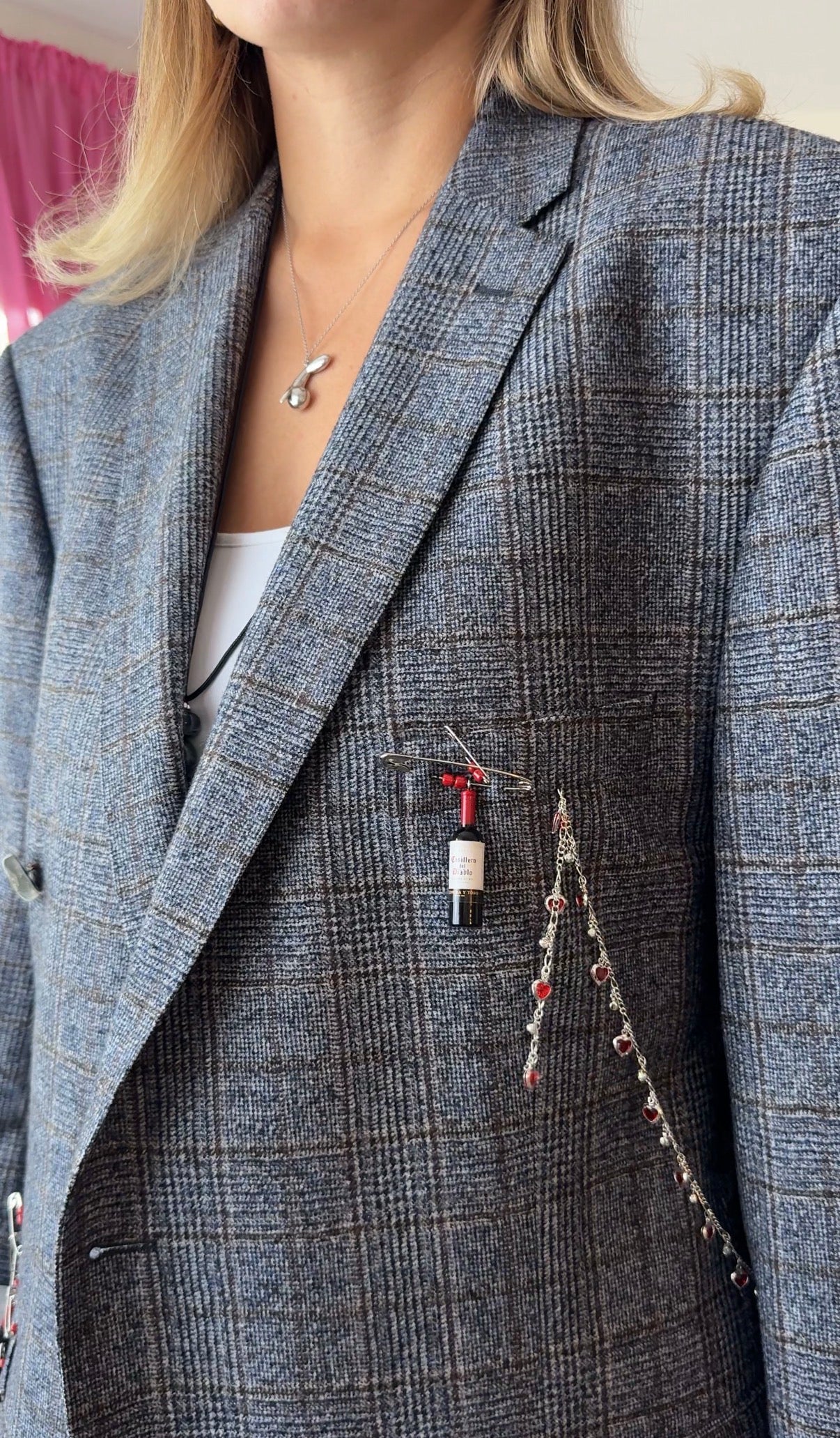 Grey Plaid Statement Blazer