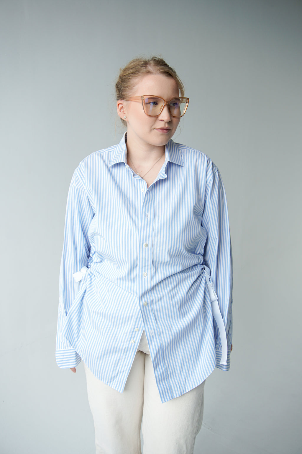 Cut out blue shirt