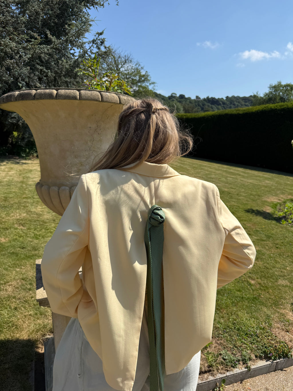 Double-Breasted Tie Rose Blazer