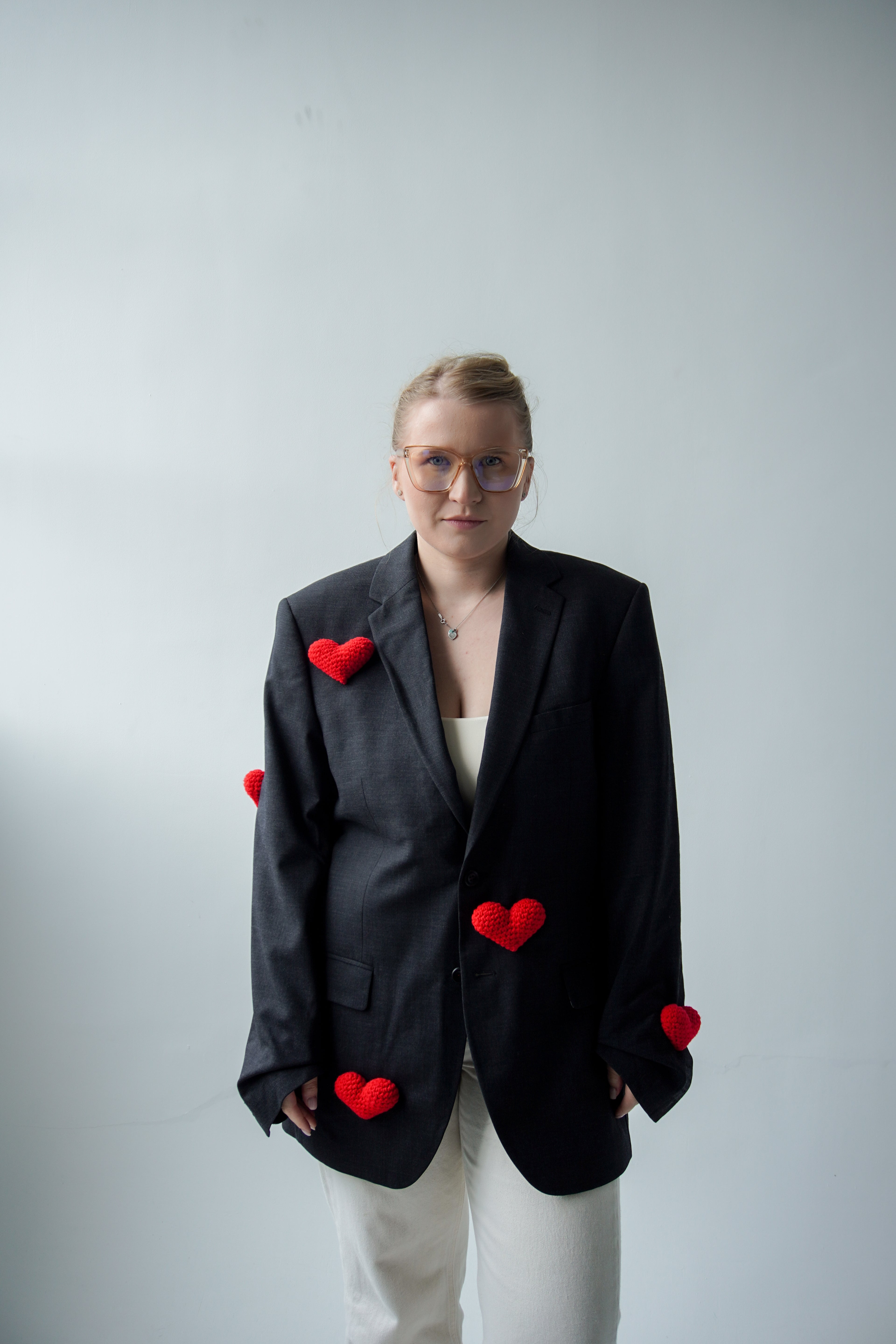 3-D hearts blazer