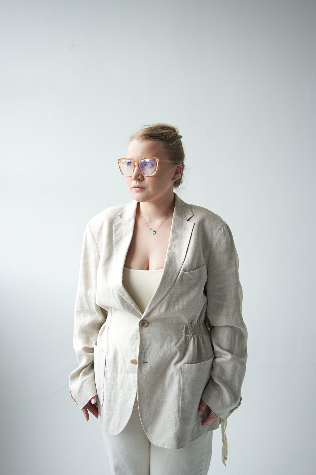 Tie-waist linen jacket