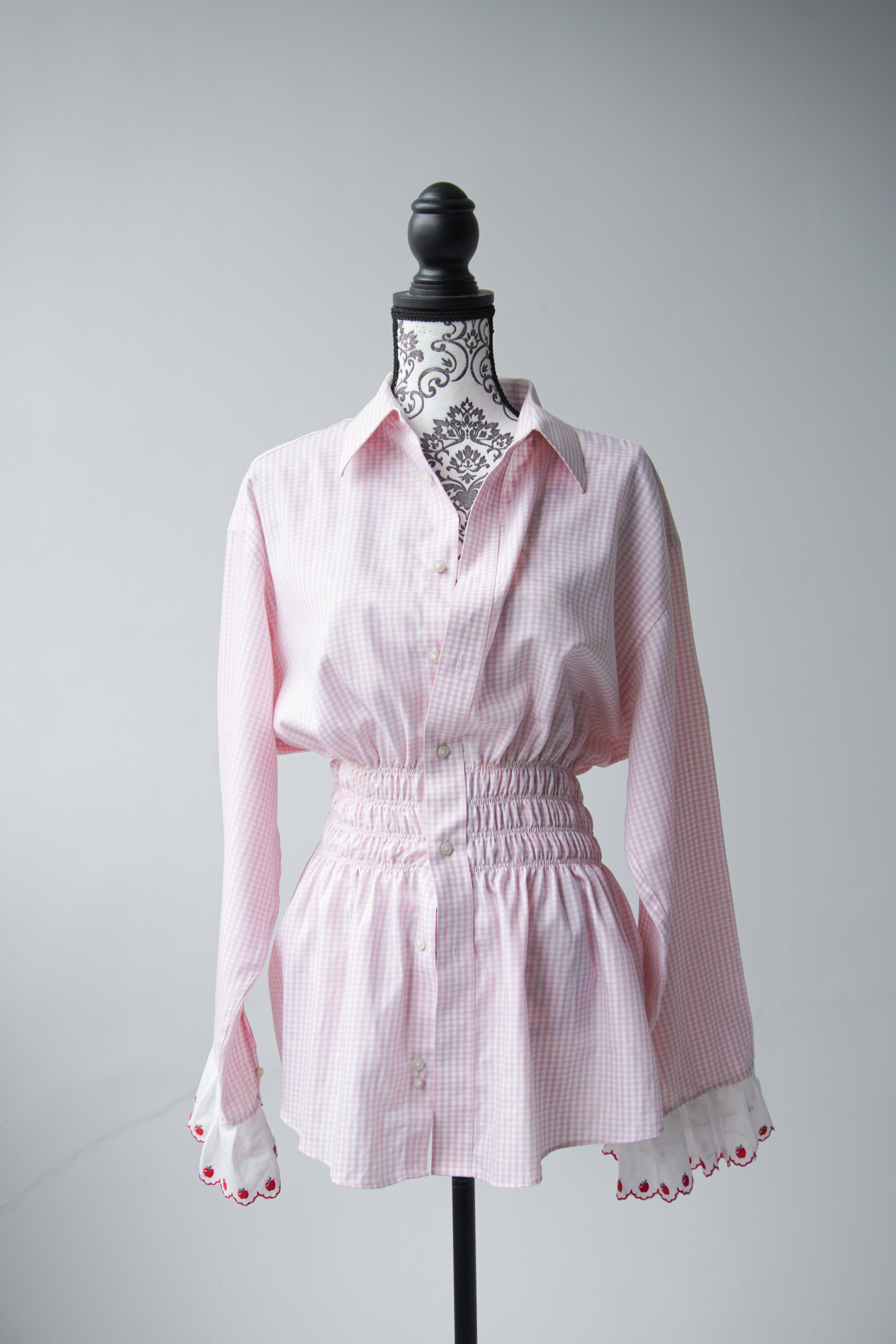 ruffle sleeves pink shirt