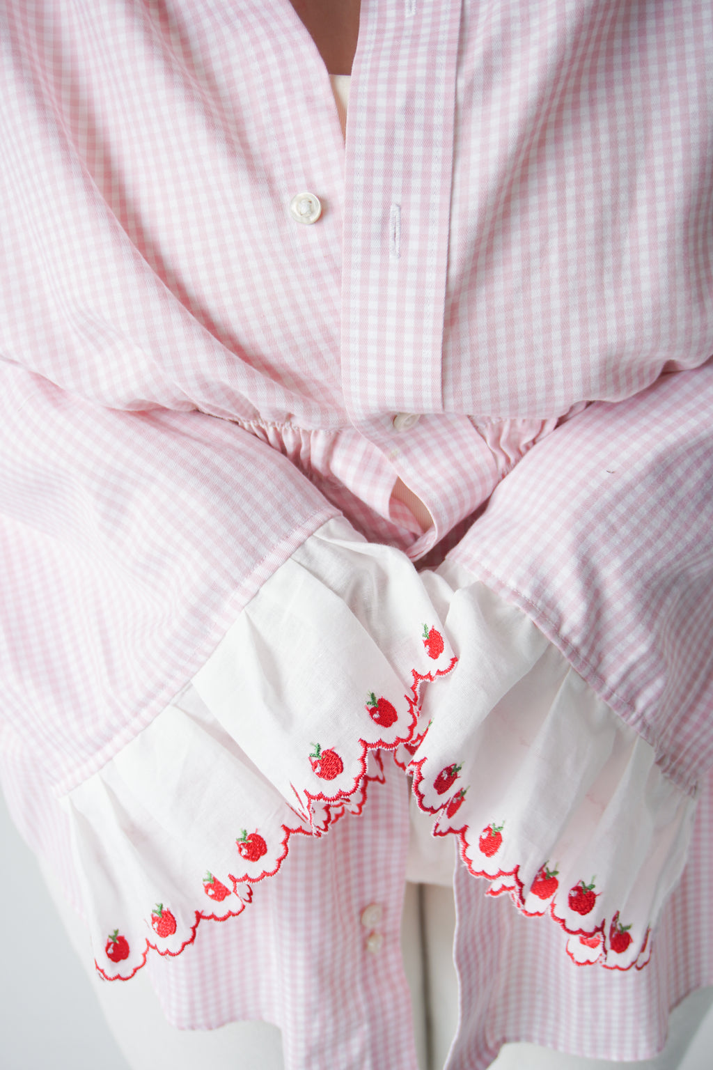 ruffle sleeves pink shirt