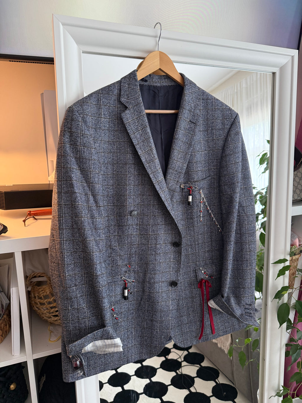Grey Plaid Statement Blazer