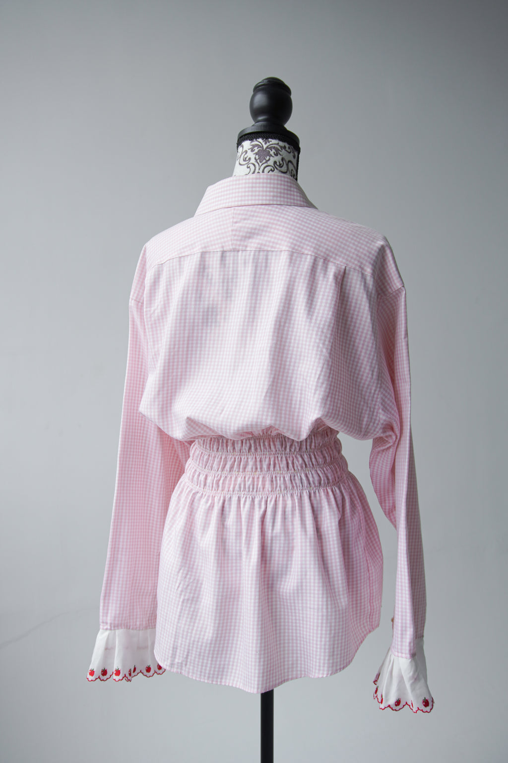 ruffle sleeves pink shirt