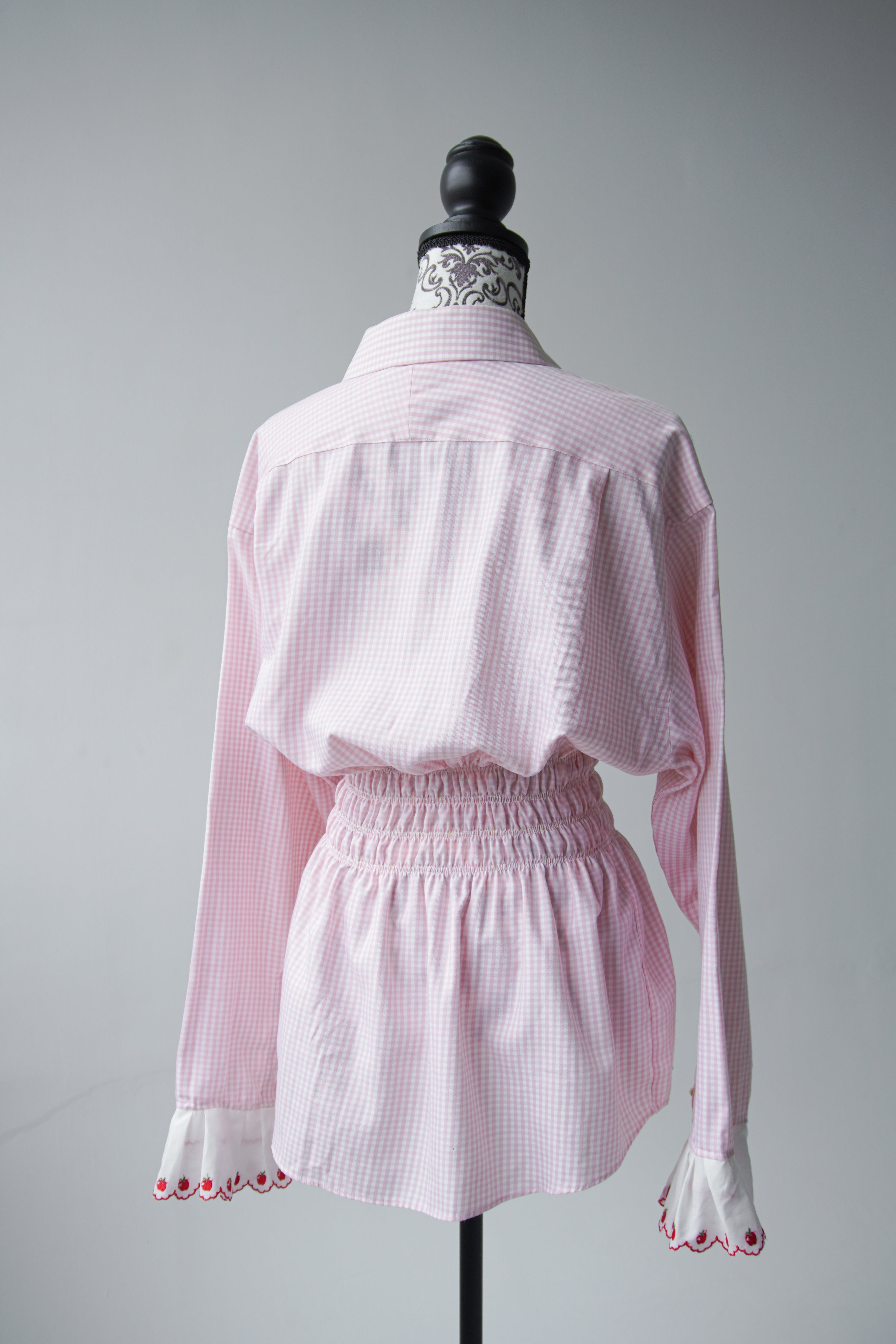 ruffle sleeves pink shirt