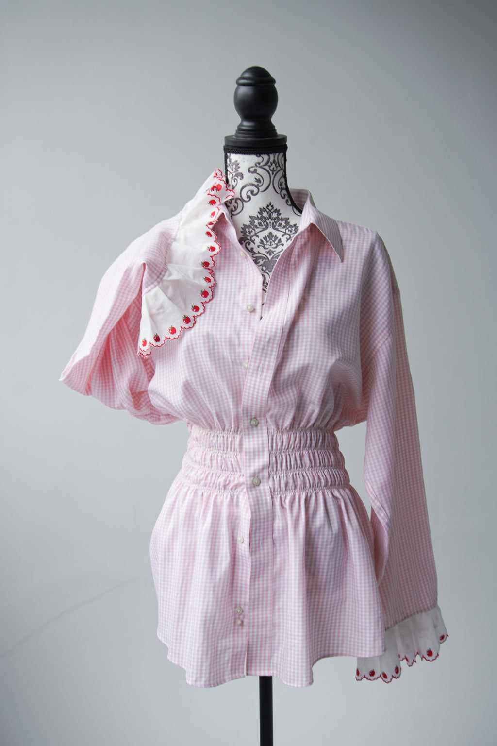 ruffle sleeves pink shirt