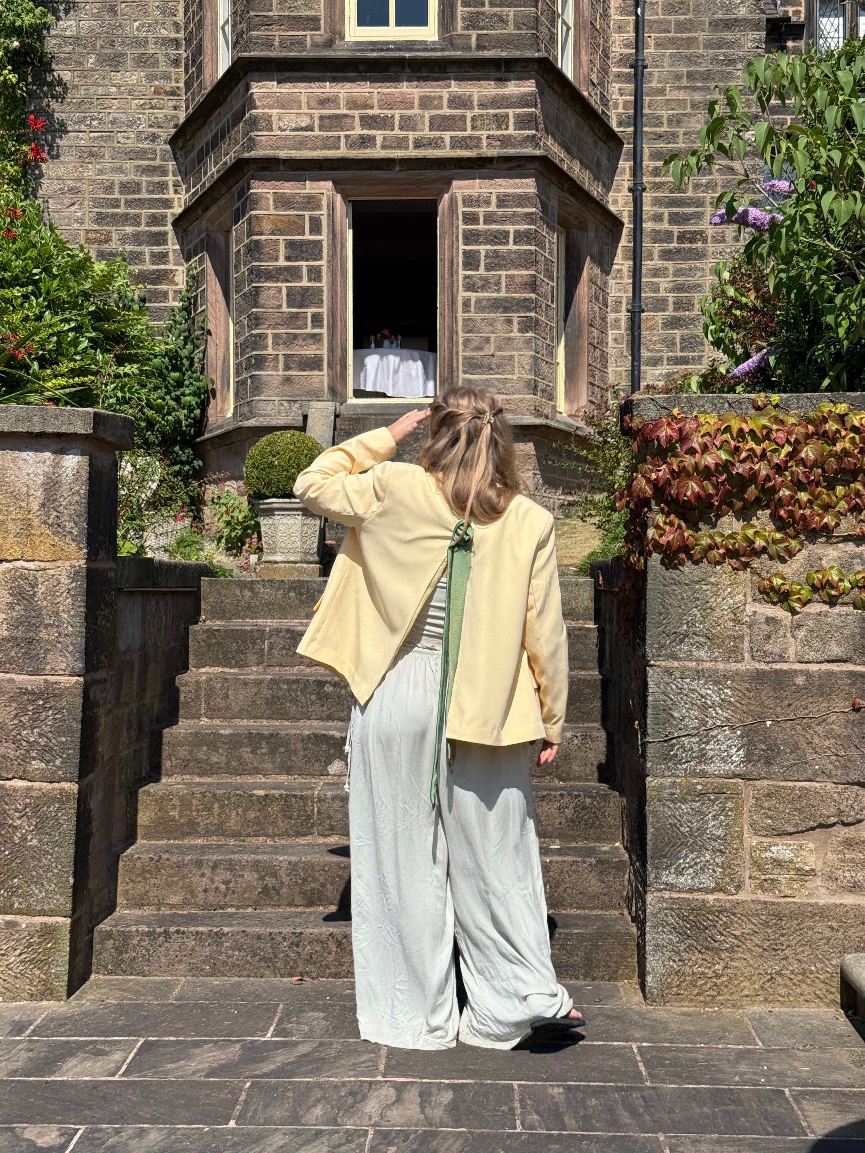 Double-Breasted Tie Rose Blazer