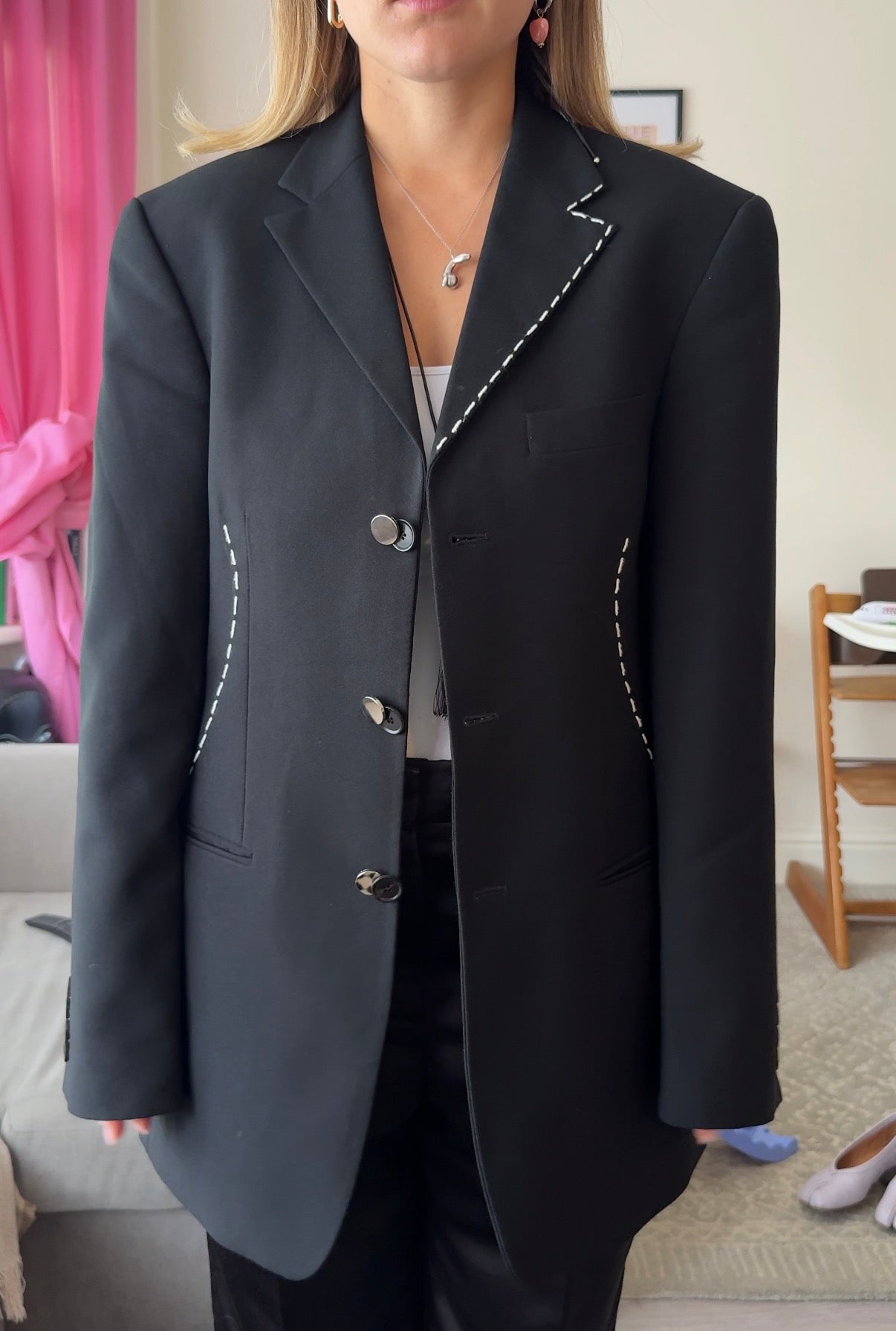 Black Hand-Stitched Blazer