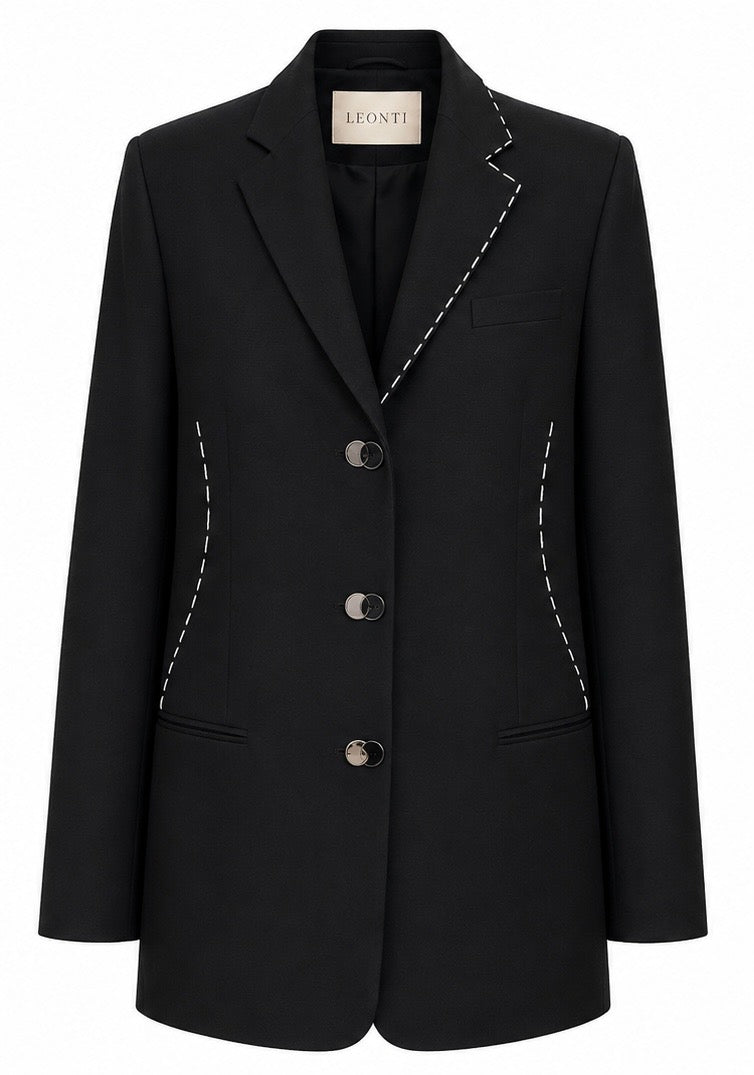 Black Hand-Stitched Blazer