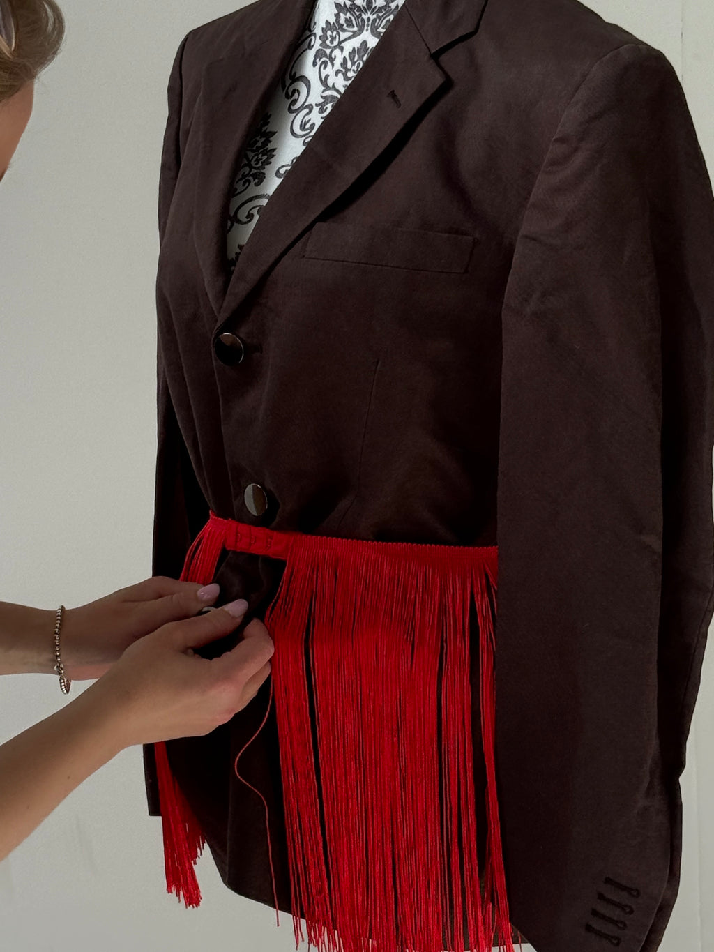 Chocolate love blazer (with red fringe belt)