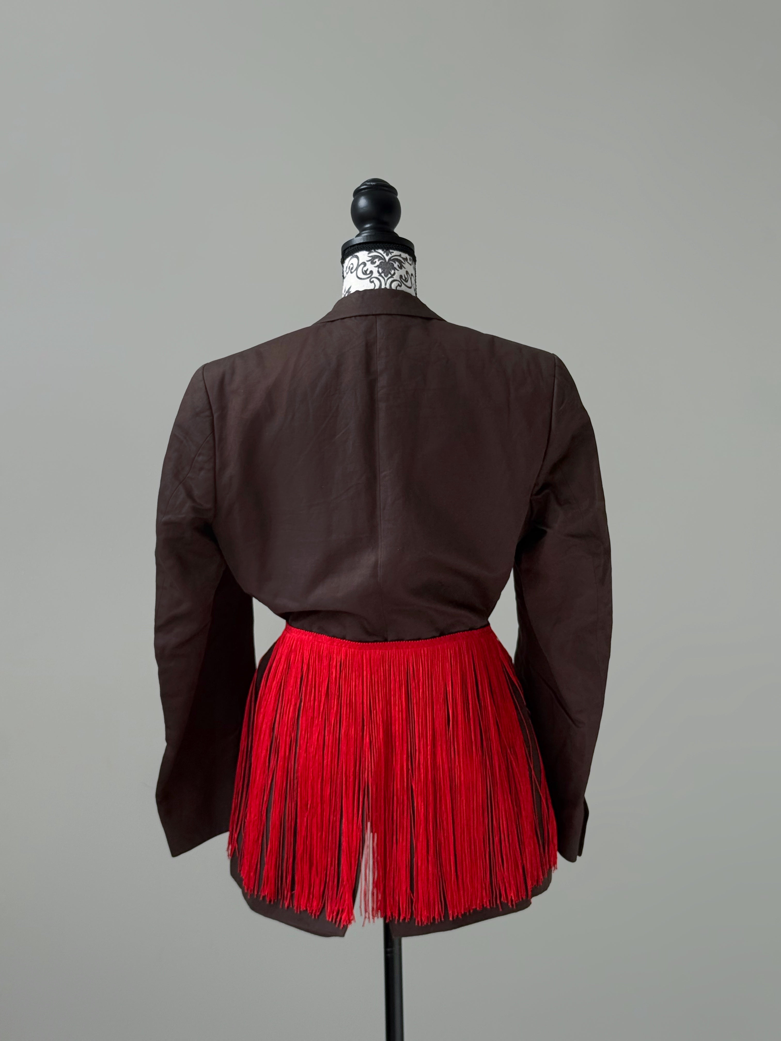 Chocolate love blazer (with red fringe belt)