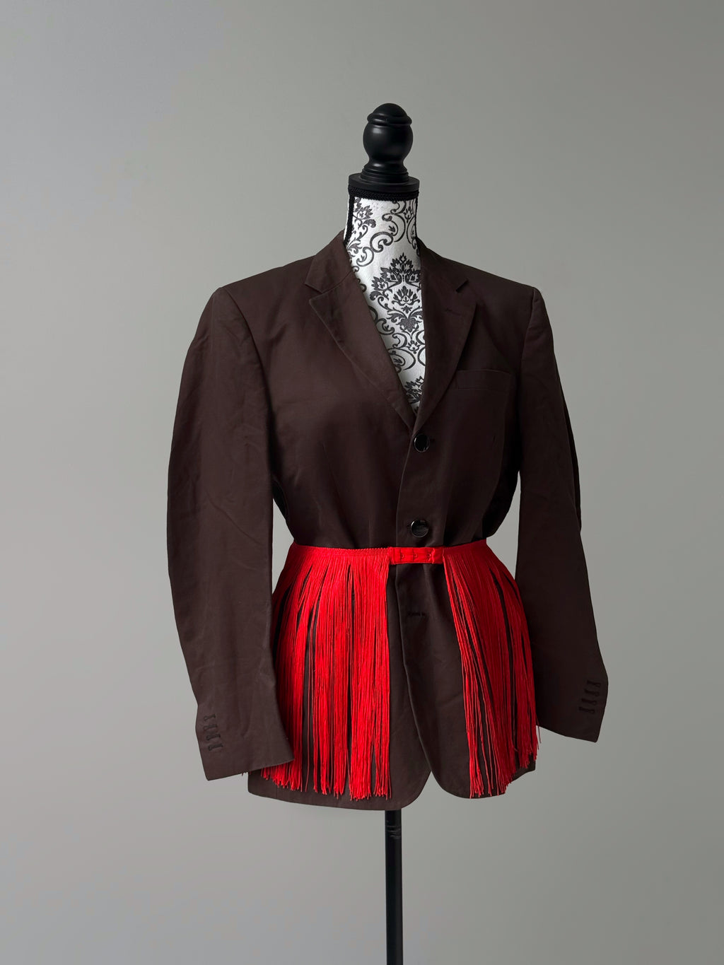 Chocolate love blazer (with red fringe belt)