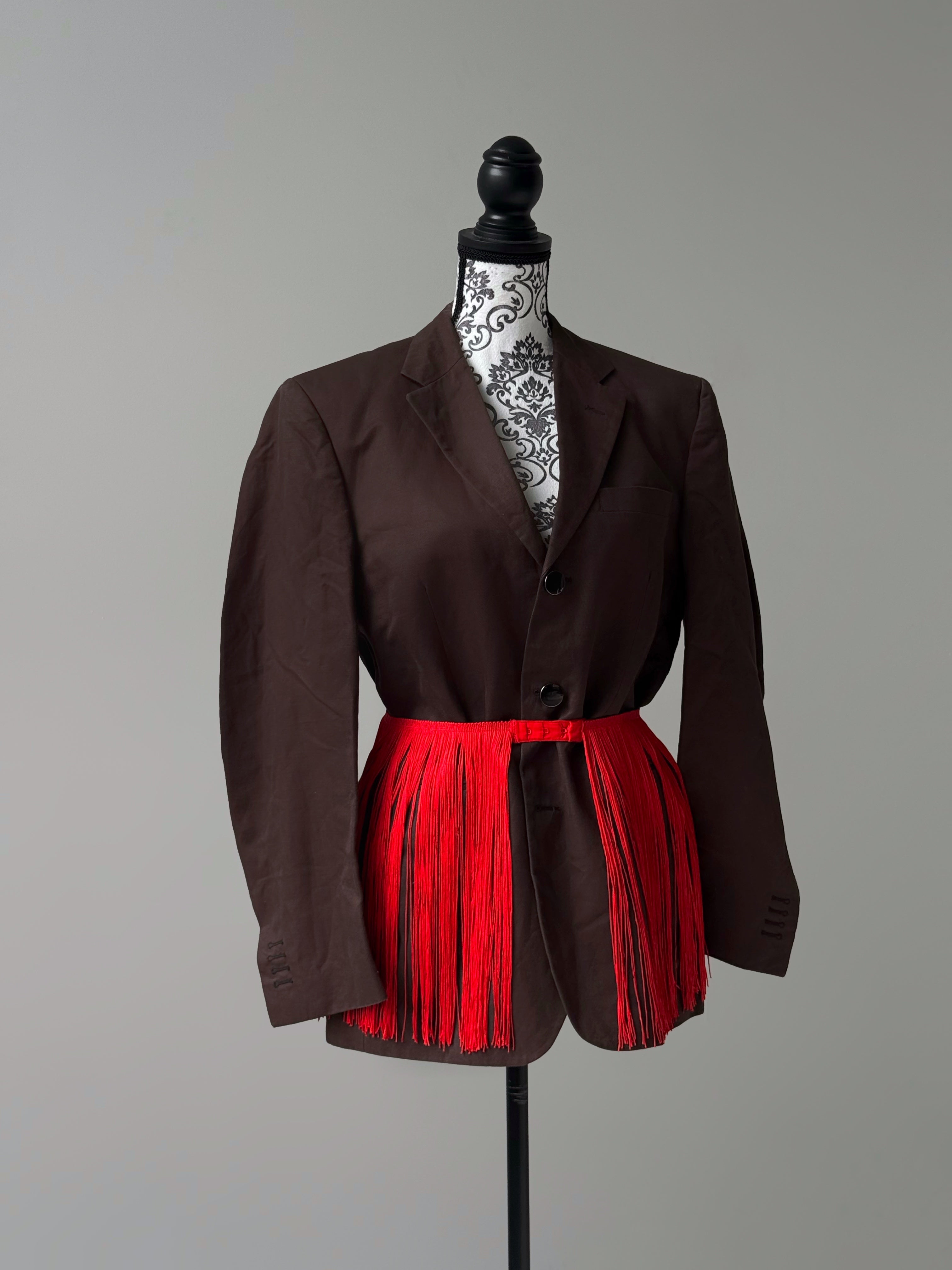 Chocolate love blazer (with red fringe belt)