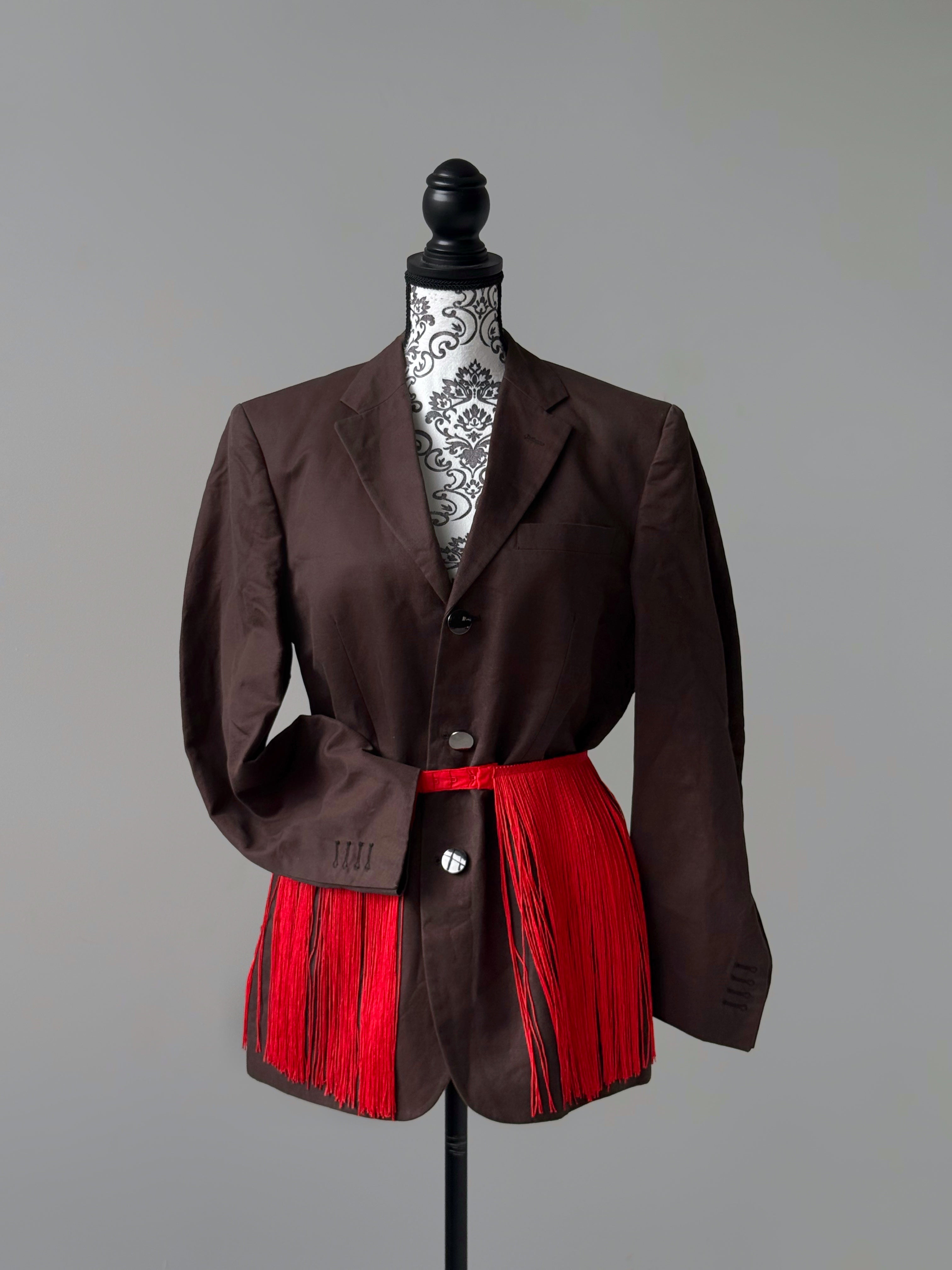 Chocolate love blazer (with red fringe belt)